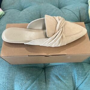J. Crew Beige Mules with Knot Detail